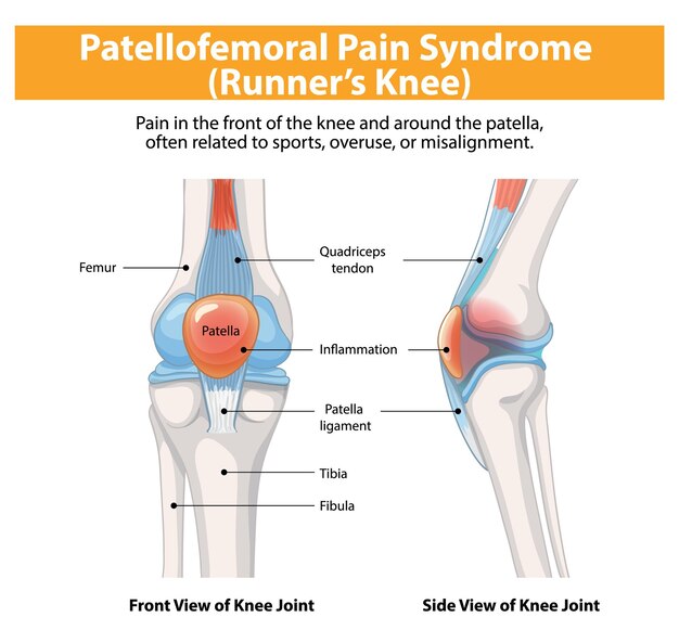 Ilustración del síndrome de dolor patelofemoral