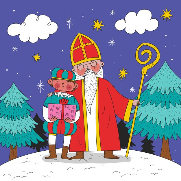 Ilustración de sinterklaas dibujada a mano