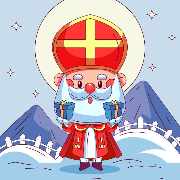 Ilustración de sinterklaas dibujada a mano