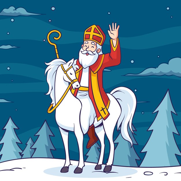 Ilustración de sinterklaas dibujada a mano