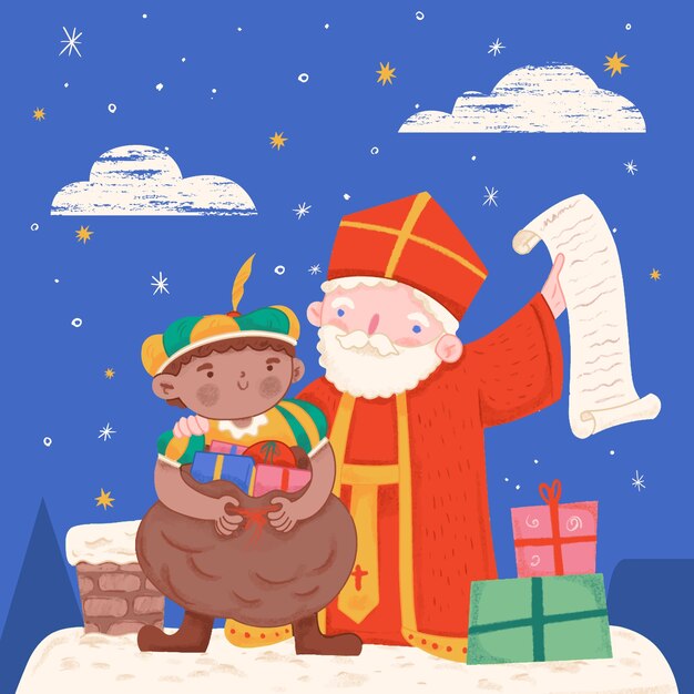 Ilustración de sinterklaas dibujada a mano
