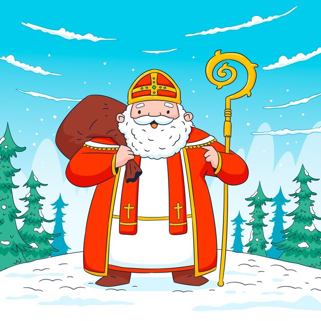 Ilustración de sinterklaas dibujada a mano