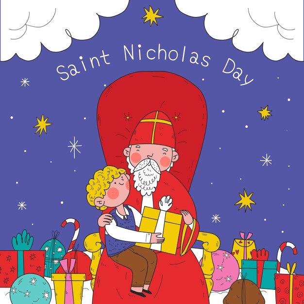 Ilustración de sinterklaas dibujado a mano