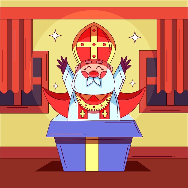 Ilustración de sinterklaas dibujado a mano