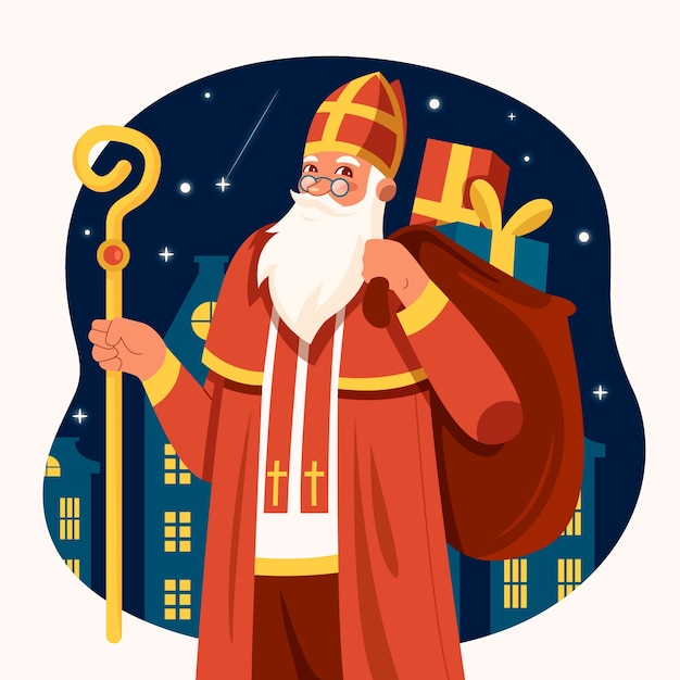 Ilustración de sinterklaas dibujado a mano
