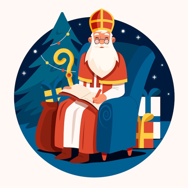 Ilustración de sinterklaas dibujado a mano