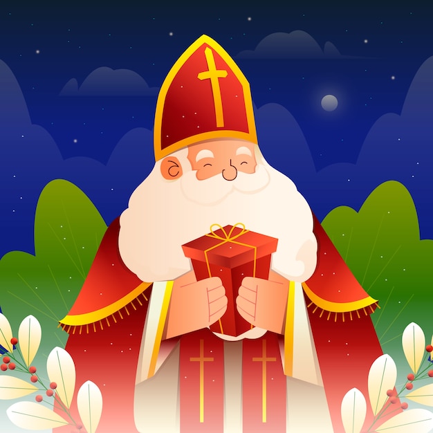 Vector gratuito ilustración de sinterklaas con gradiente