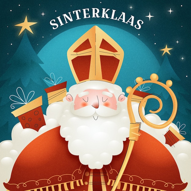 Vector gratuito ilustración de sinterklaas con gradiente