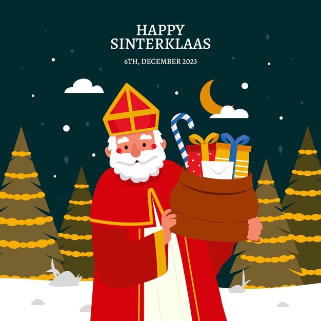 Ilustración de sinterklaas plano