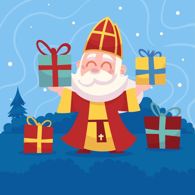 Ilustración de sinterklaas plano