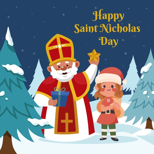 Ilustración de sinterklaas plano