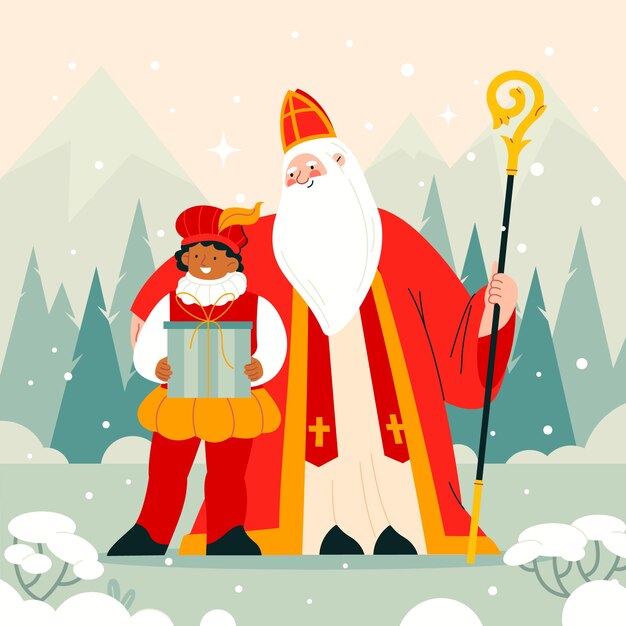 Ilustración de sinterklaas plano