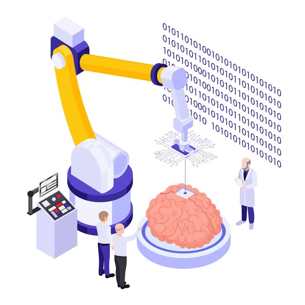 Ilustración del sistema de instalación de chips cerebrales totalmente automatizado