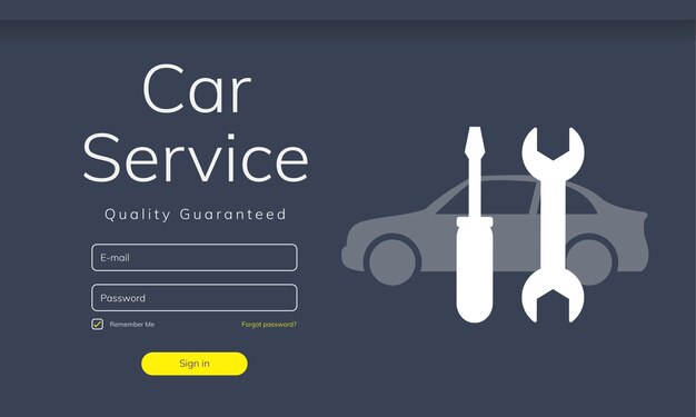 Ilustración del sitio web de servicio de coche.