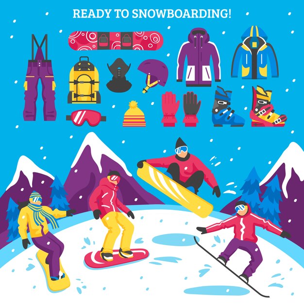 Ilustración de snowboard
