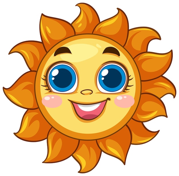 Ilustración del sol de dibujos animados con una sonrisa feliz
