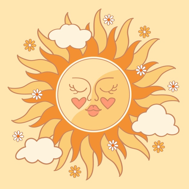 Vector gratuito ilustración de sol retro dibujado a mano