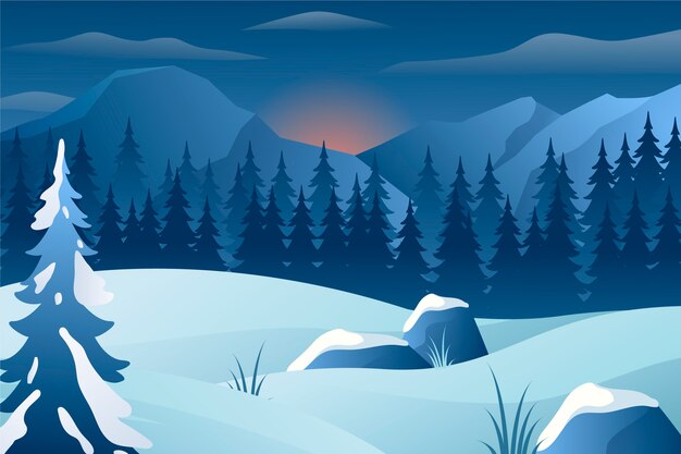 Ilustración de solsticio de invierno degradado