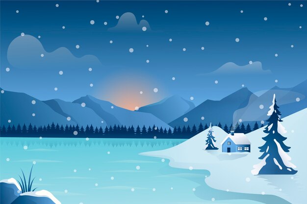 Ilustración de solsticio de invierno degradado