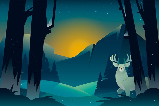 Ilustración de solsticio de invierno degradado