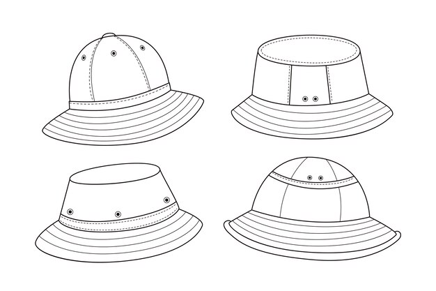 Ilustración de sombrero de cubo dibujado a mano