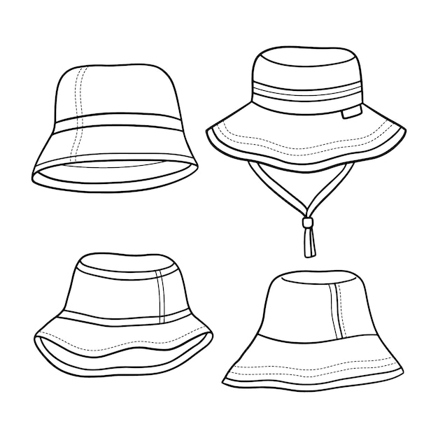 Ilustración de sombrero de cubo dibujado a mano