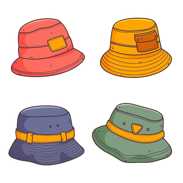 Ilustración de sombrero de cubo dibujado a mano