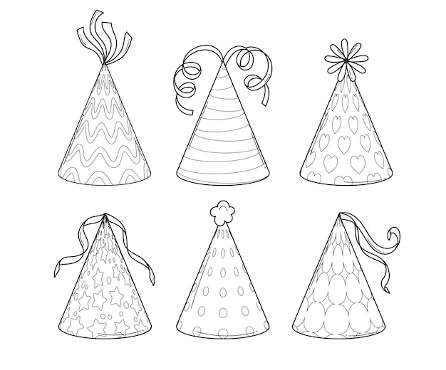 Ilustración de sombrero de cumpleaños dibujada a mano