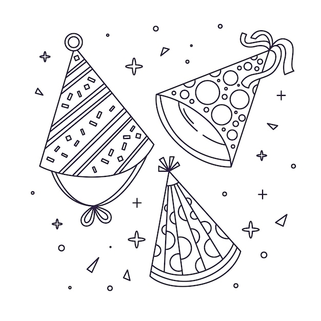 Ilustración de sombrero de cumpleaños dibujada a mano