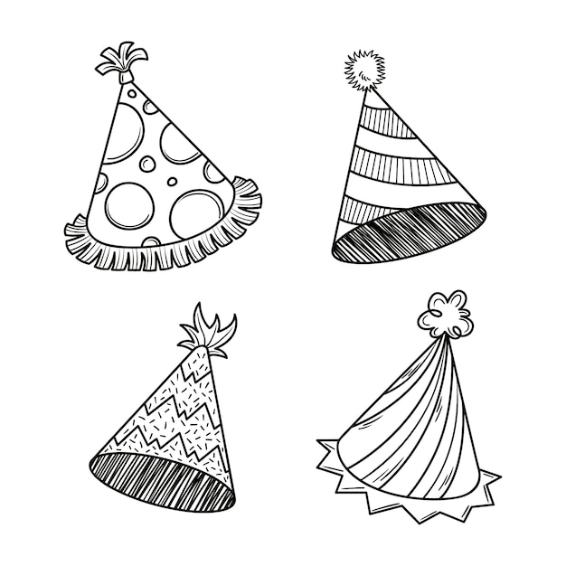 Ilustración de sombrero de cumpleaños dibujada a mano