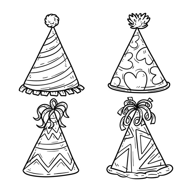 Ilustración de sombrero de cumpleaños dibujada a mano