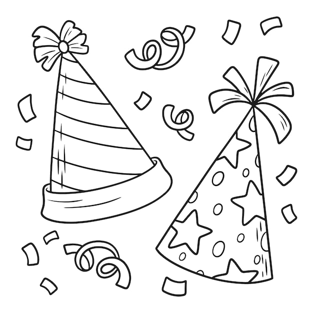 Ilustración de sombrero de cumpleaños dibujado a mano