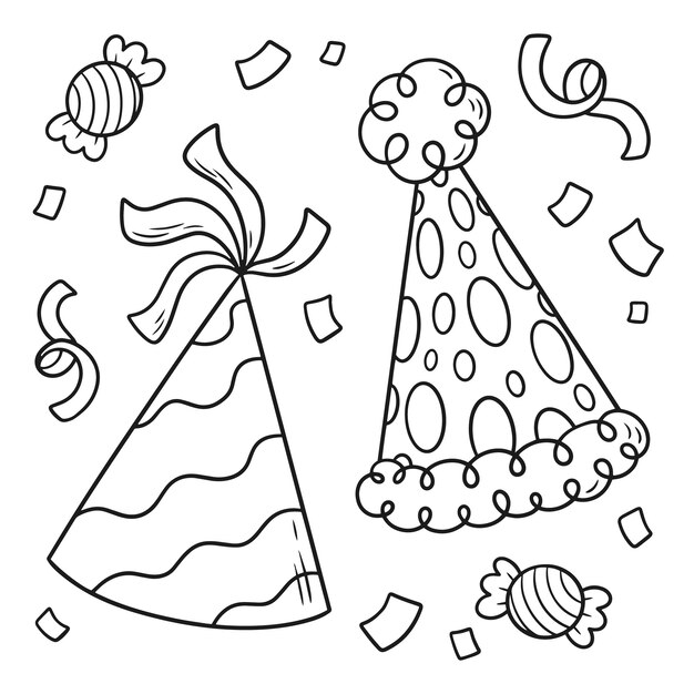 Ilustración de sombrero de cumpleaños dibujado a mano