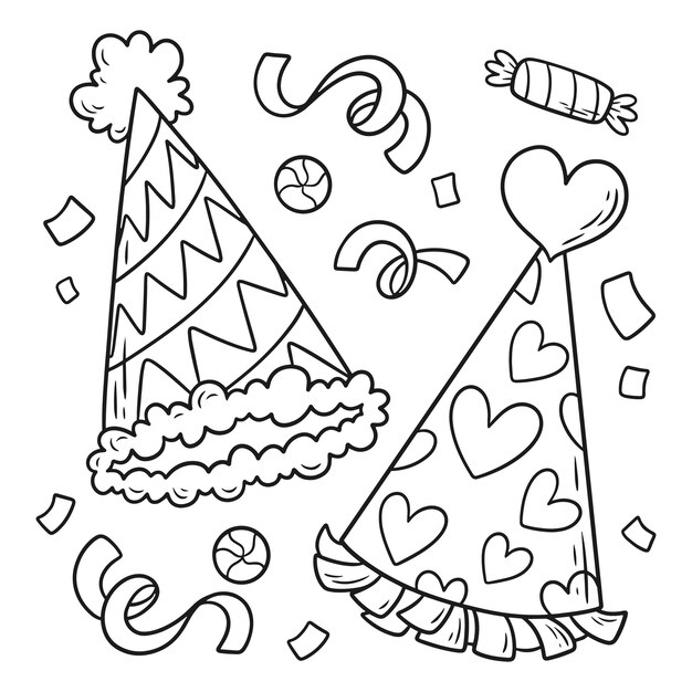 Ilustración de sombrero de cumpleaños dibujado a mano