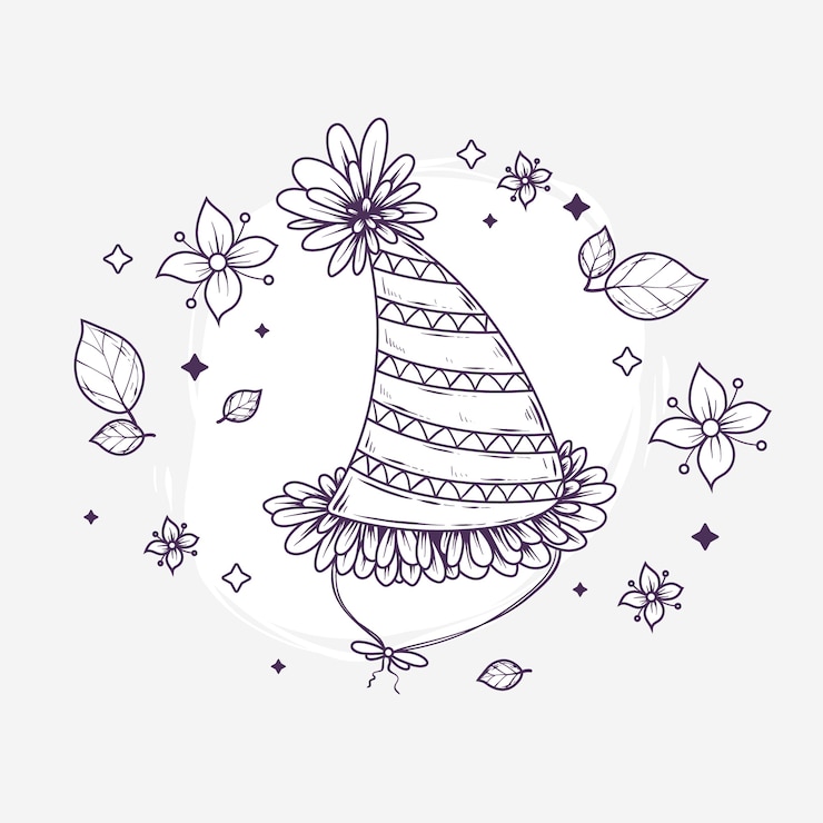 Vector gratuito ilustración de sombrero de cumpleaños dibujado a mano