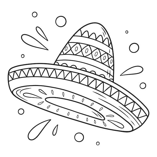 Ilustración de sombrero mariachi dibujado a mano