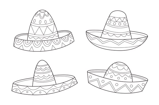 Ilustración de sombrero mariachi dibujado a mano