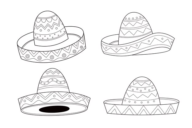 Ilustración de sombrero mariachi dibujado a mano