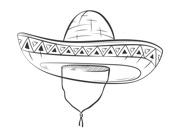 Ilustración de sombrero mariachi dibujado a mano