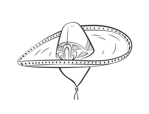 Ilustración de sombrero mariachi dibujado a mano