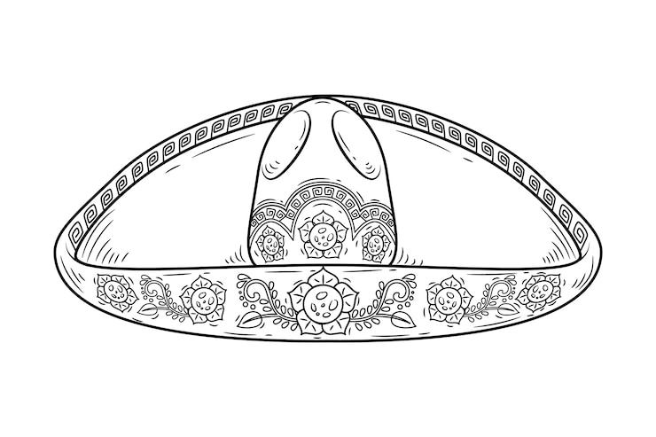 Vector gratuito ilustración de sombrero mariachi dibujado a mano