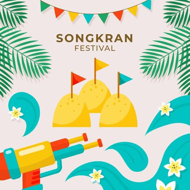 Ilustración de songkran plana