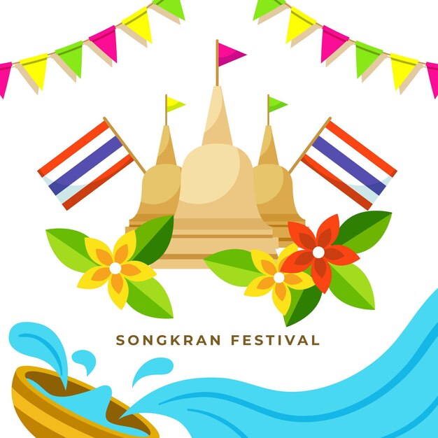 Ilustración de songkran plana