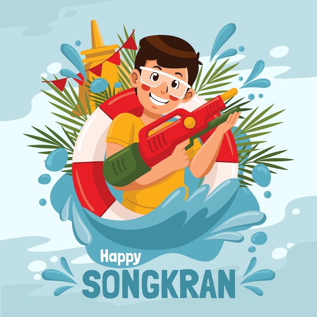 Ilustración de songkran plana