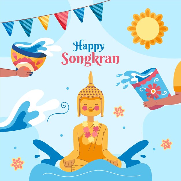 Ilustración de songkran plana