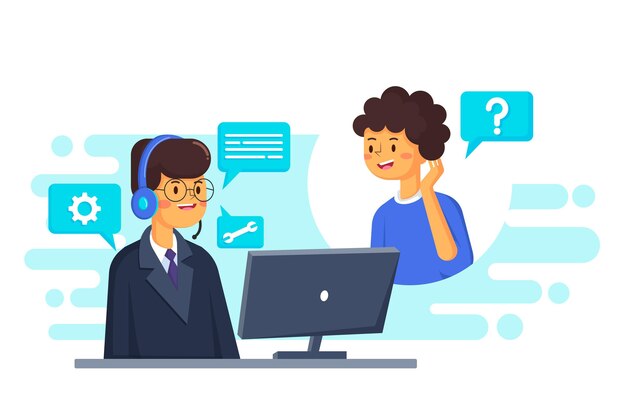 Ilustración de soporte al cliente