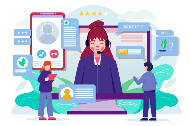 Ilustración de soporte al cliente