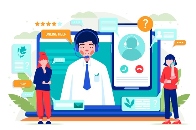 Ilustración de soporte al cliente