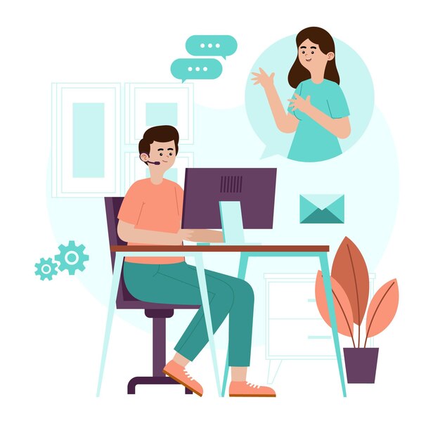 Ilustración de soporte al cliente