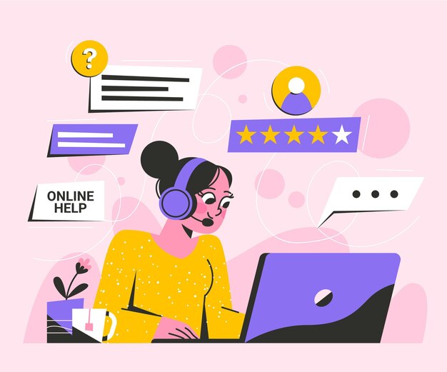 Ilustración de soporte al cliente